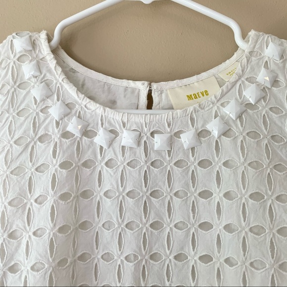 NWT Anthropologie Monika Beaded Eyelet Blouse - Picture 5 of 11